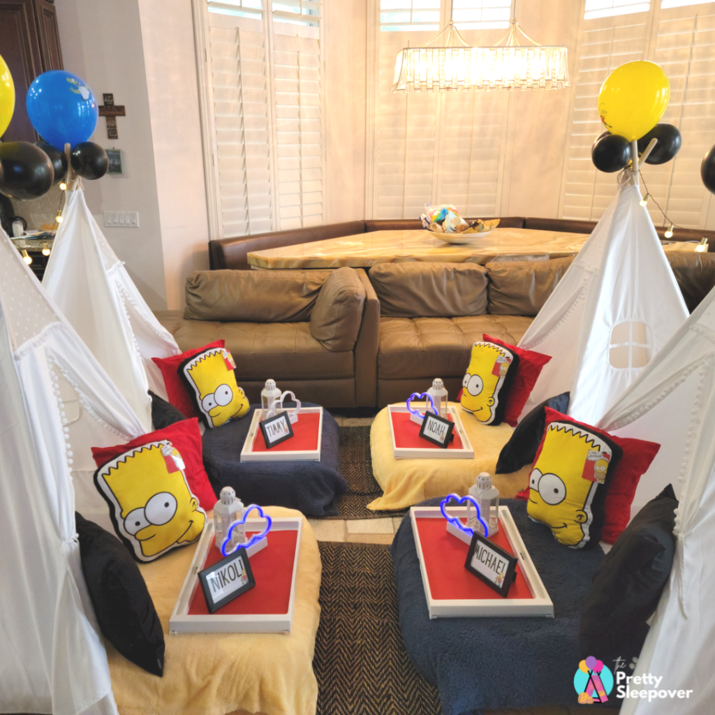 Simpson Custom Teepee Sleepover party for a boy 9years old Simpson Custom Teepee Sleepover party for a boy 9years old
