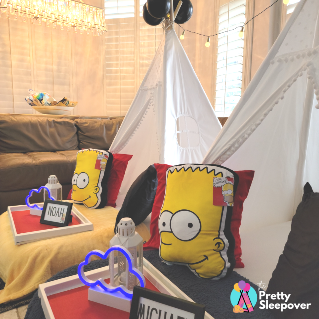 Simpson Custom Teepee Sleepover party for a boy 9years old Simpson Custom Teepee Sleepover party for a boy 9years old